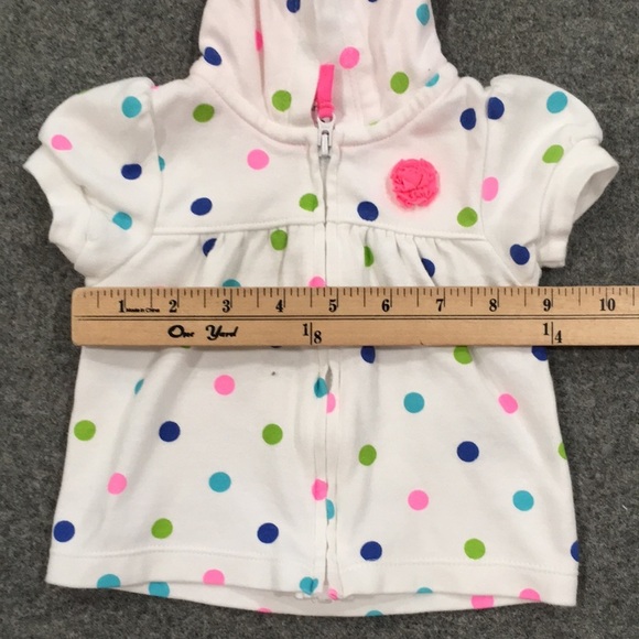 Carter’s Baby Girl Sz 3M Polka Hoodie Jersey Sweatshirt 100% Cotton - Picture 6 of 7